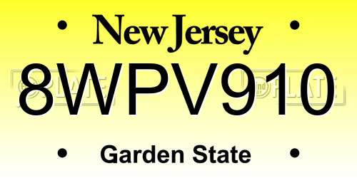 8WPV910 New Jersey License Plate