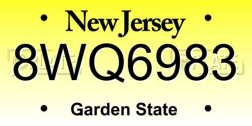 8WQ6983 New Jersey License Plate