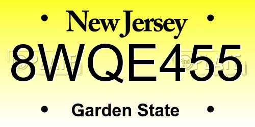 8WQE455 New Jersey License Plate
