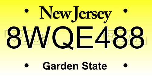 8WQE488 New Jersey License Plate