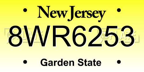 8WR6253 New Jersey License Plate