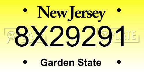 8X29291 New Jersey License Plate
