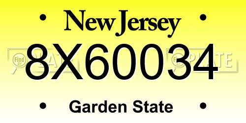 8X60034 New Jersey License Plate