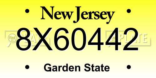 8X60442 New Jersey License Plate