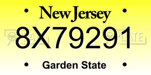 8X79291 New Jersey License Plate