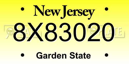 8X83020 New Jersey License Plate