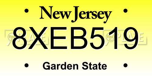 8XEB519 New Jersey License Plate