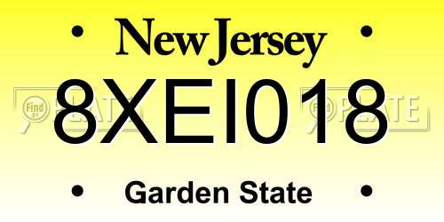 8XEI018 New Jersey License Plate