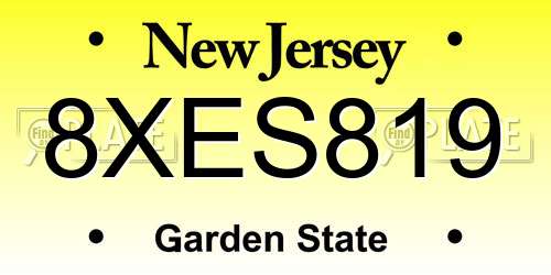 8XES819 New Jersey License Plate