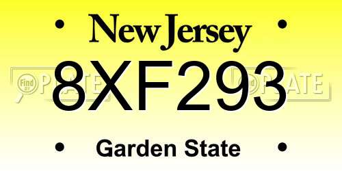 8XF293 New Jersey License Plate