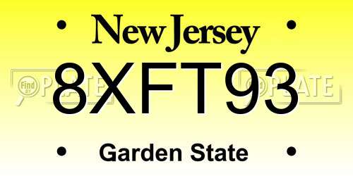 8XFT93 New Jersey License Plate