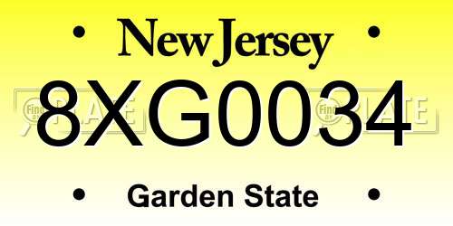 8XG0034 New Jersey License Plate