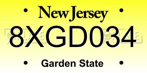 8XGD034 New Jersey License Plate