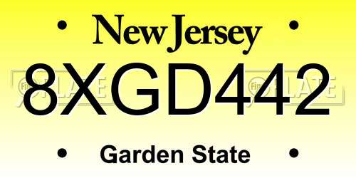 8XGD442 New Jersey License Plate