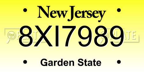 8XI7989 New Jersey License Plate