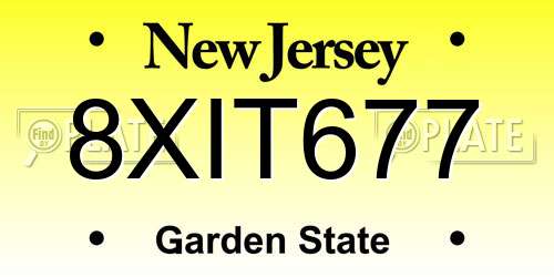 8XIT677 New Jersey License Plate