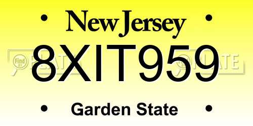 8XIT959 New Jersey License Plate