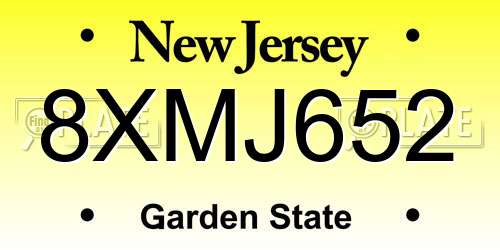 8XMJ652 New Jersey License Plate