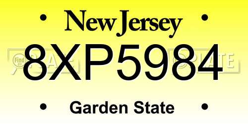 8XP5984 New Jersey License Plate