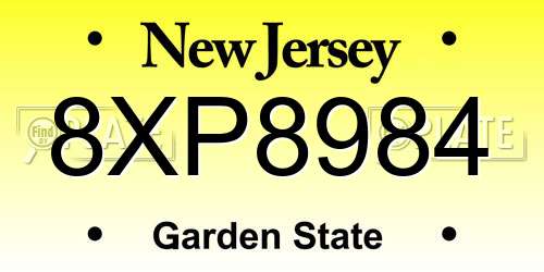 8XP8984 New Jersey License Plate