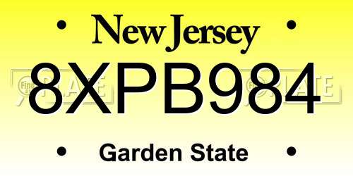 8XPB984 New Jersey License Plate