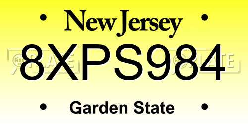 8XPS984 New Jersey License Plate