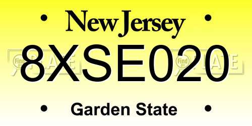 8XSE020 New Jersey License Plate