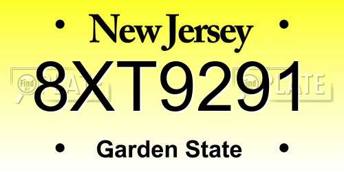 8XT9291 New Jersey License Plate