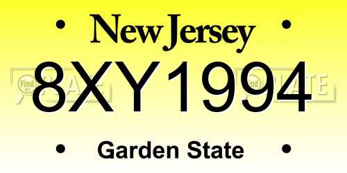8XY1994 New Jersey License Plate