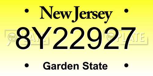 8Y22927 New Jersey License Plate