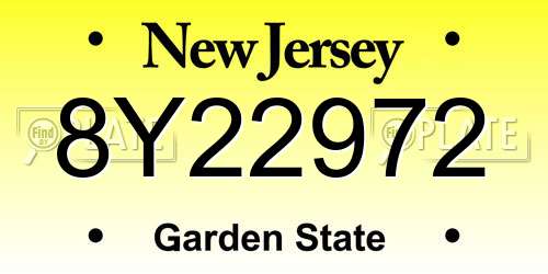 8Y22972 New Jersey License Plate