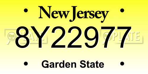8Y22977 New Jersey License Plate