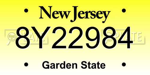8Y22984 New Jersey License Plate