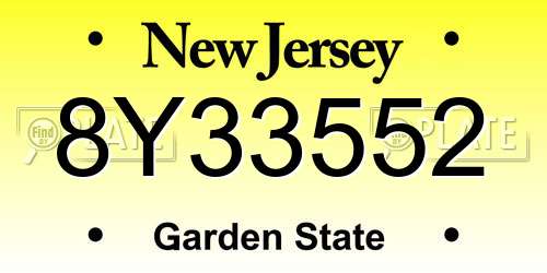 8Y33552 New Jersey License Plate