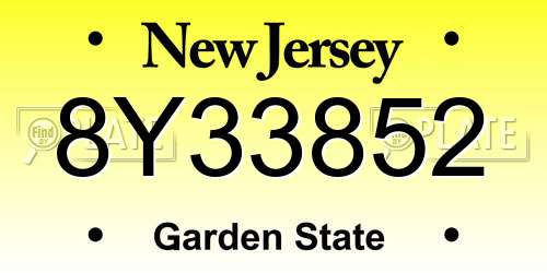 8Y33852 New Jersey License Plate