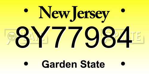 8Y77984 New Jersey License Plate