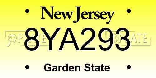 8YA293 New Jersey License Plate