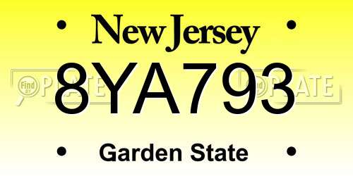 8YA793 New Jersey License Plate