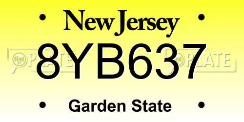 8YB637 New Jersey License Plate