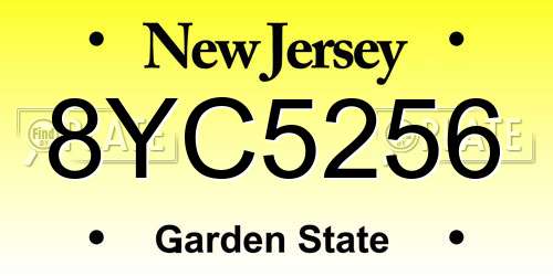 8YC5256 New Jersey License Plate