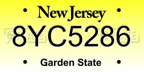 8YC5286 New Jersey License Plate