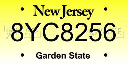 8YC8256 New Jersey License Plate