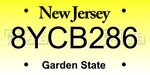 8YCB286 New Jersey License Plate