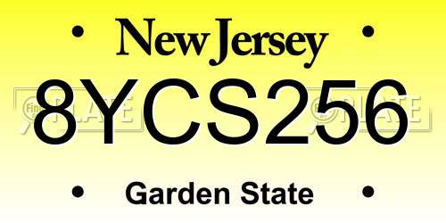 8YCS256 New Jersey License Plate