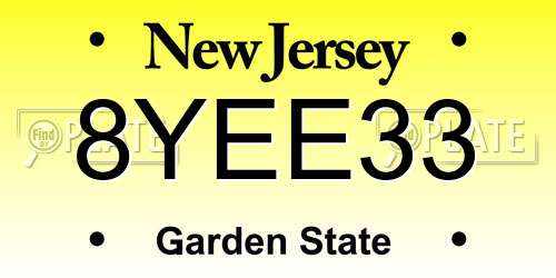 8YEE33 New Jersey License Plate