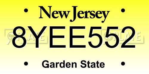 8YEE552 New Jersey License Plate