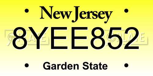 8YEE852 New Jersey License Plate