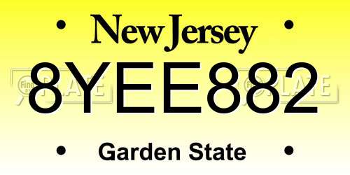 8YEE882 New Jersey License Plate