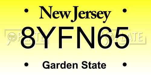 8YFN65 New Jersey License Plate
