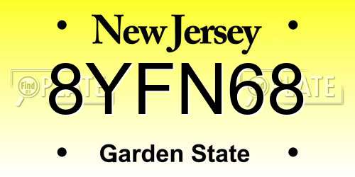 8YFN68 New Jersey License Plate